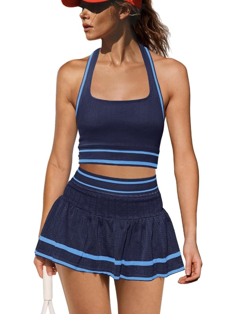 Women's 2-Piece Tennis Skirt Set - Seamless Workout & Golf Outfit for Activewear